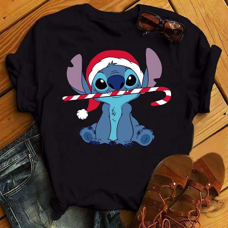 เสื้อยืด-พิมพ์ลายการ์ตูนคริสต์มาส-lilo-stitch-kawaii-แบบตลก