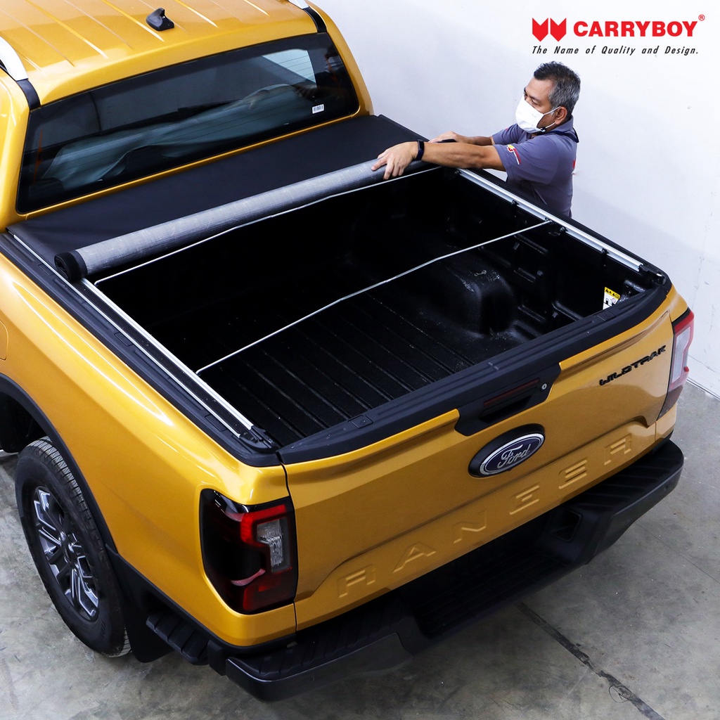 carryboyผ้าใบปิดกระบะท้าย-รถ-ford-ranger-next-gen-แครี่บอย-cb-743-ซอฟท์-ลิด-แถมฟรีฟิล์มติดกระจกข้างขนาด127x87mm