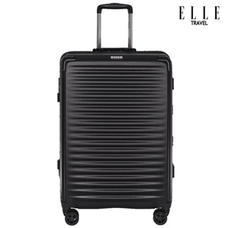 ELLE Travel Ripple Collection, Medium Size 24" Luggage, 100% Polycarbonate (PC), Secure Aluminum Frame, Midnight Black