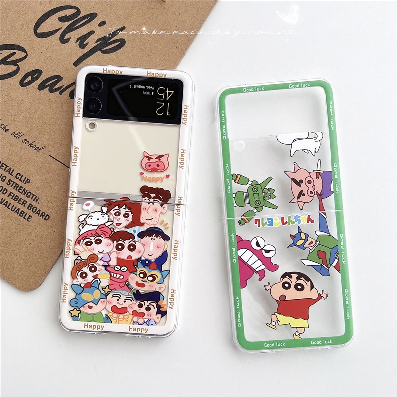 เคสโทรศัพท์มือถือแบบแข็ง-ใส-พับได้-ลายการ์ตูนชินจัง-สําหรับ-samsung-galaxy-z-flip-3-z-flip-4-zflip3-zflip4