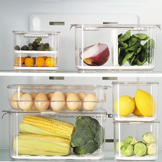 Refrigerator Food Storage Containers with Lids Transparent Large Capacity Plastic Seal Tank Separate Vegetable Fruit Fre