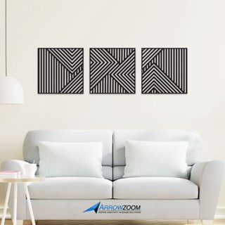 Arrowzoom เส้นอสมมาตร Wood Wall Art | บล็อกแผงไม้ประติมากรรมตกแต่ง | ห้องนั่งเล่นตกแต่งบ้านสไตล์โมเดิร์น AZ1288