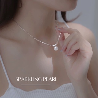 ESCOBAL✨สร้อยมุกคู่เพชร Sparkling Pearl จี้มุกธรรมชาติแท้100% เรียกทรัพย์ สร้อยคอเงินแท้ สร้อยคอมุก สร้อยเงิน สร้อยมุก