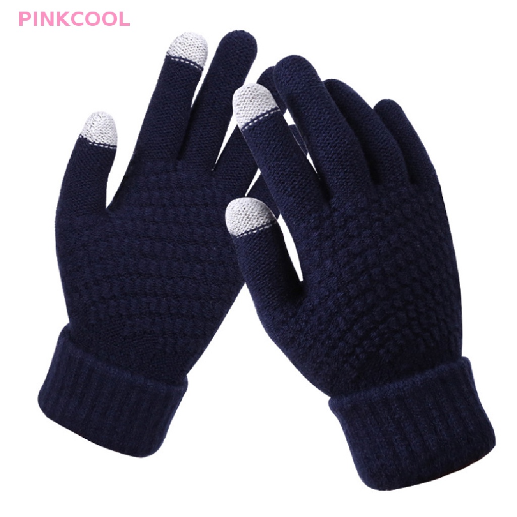 pinkcool-ถุงมือถักโครเชต์-ผ้าวูลเทียม-แบบเต็มนิ้ว-ให้ความอบอุ่น-แฟชั่นฤดูหนาว-สําหรับผู้หญิง-และผู้ชาย