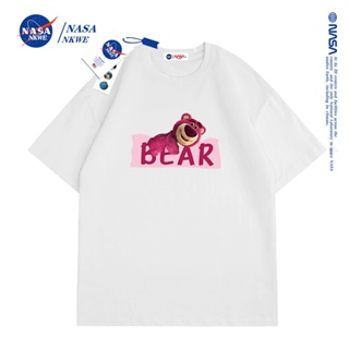 เสื้อยืด NASA co-branded short-sleeved womens couple wear this years popular strawberry bear T-shirt top ins_59