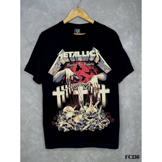Metallicaเสื้อยืดสีดำสกรีนลายFC236
