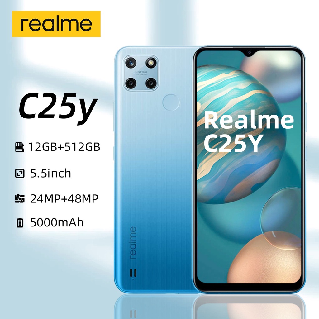 ราคาและรีวิวโทรศัพท์มือถือ Realme C25y รองรับ ของเเท้100% โทรศัพท์ 12+256GB SmartPhone 5.5inch รองรับ2ซิม ประกันศูนย์ 2ปี