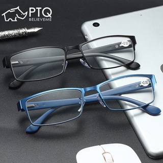 แว่นตาอ่านหนังสือ สายตายาว กรอบโลหะ สไตล์นักธุรกิจ สําหรับผู้ชาย TR90 PTQ