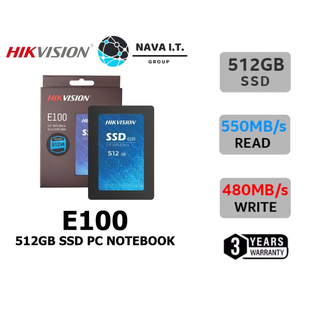 ภาพสินค้าใส่โค้ดลด50"3D2L2UJU" HIKVISION E100 SSD PC NOTEBOOK 512GB ประกัน 3 ปี จากร้าน nava.it บน Shopee ภาพที่ 1