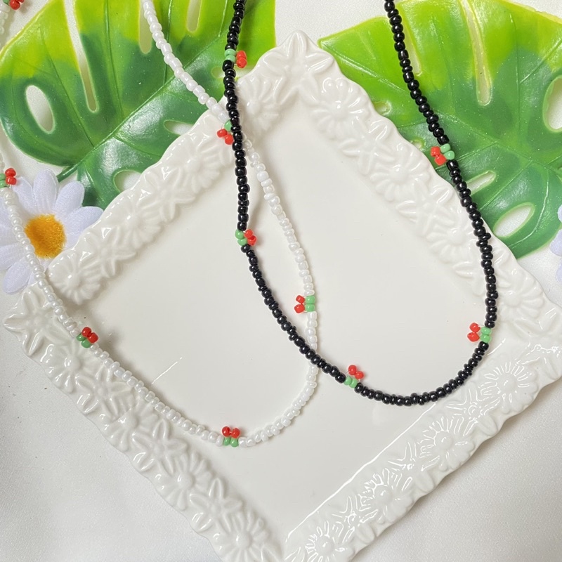 พร้อมส่ง-สร้อยคอ-สร้อยลูกปัดจี้เชอร์รี่