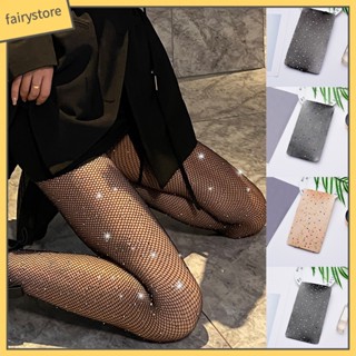 Fairystore| ถุงน่องยาว ประดับพลอยเทียม แบบรูกลวง สไตล์สตรีท