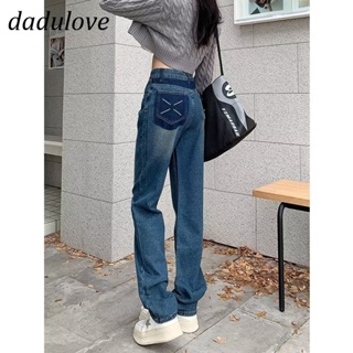 DaDulove💕 New Korean Version of Ins Fashion Womens Washed Jeans High Waist Small Crowd Large Size Straight Pants