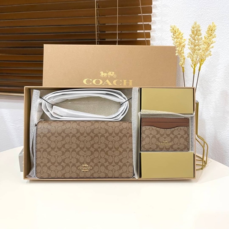 สด-ผ่อน-ce879-boxed-anna-foldover-clutch-crossbody-and-card-case-set-in-signature-canvas