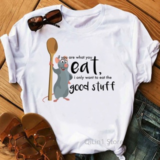 Newest Ratatouille Remy Mouse Eat Good Stuff Tshirt Women Funny T Shirts Female Lady T-shirt Christmas Gift Custom Graph