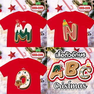 #ถูกสุด เสื้อยืดคริสต์มาส ABC รุ่น Basic เสื้อแดง ( M N O )เสื้อคู่รัก