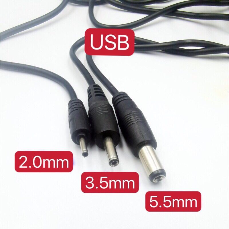 สายแปลงหัว USB เป็นแจ็ค DC 2.0mm,3.5mm,5.5mm สายยาว 1 เมตร ,สำหรับชารจ ...