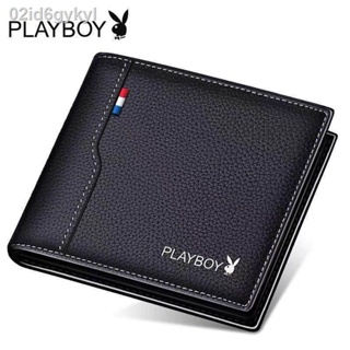Playboy ใหม่วัวกระเป๋าเงินหนังผู้ชายสั้นสไตล์แนวนอนสไตล์แฟชั่นกระเป๋าสตางค์ RFID กระเป๋าสตางค์สำหรับชาย Portemonnee ชาย