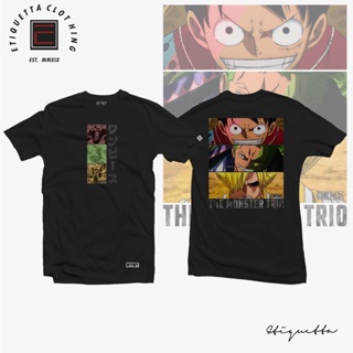 One Piece - Monster Trio ฤดูร้อนแขนสั้นเสื้อยืดการ์ตูนญี่ปุ่นอะนิเมะหลวมป่าคู่รักชายและหญิงสามารถสวมใส่ได้_33