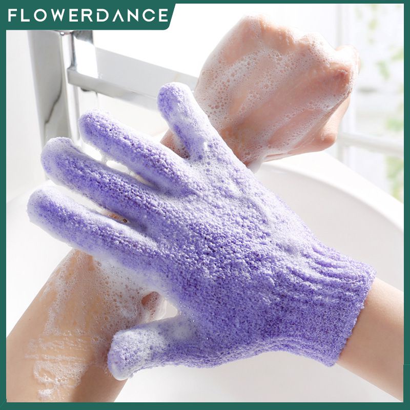 ห้องอาบน้ำฝักบัว-e-xfoliating-ร่างกายขัดถุงมือกำจัดผิวที่ตายแล้วนวดอาบน้ำนวมห้านิ้วถุงมืออาบน้ำร่างกายสปาโฟมถุงมือทำความสะอาด-flowerdance