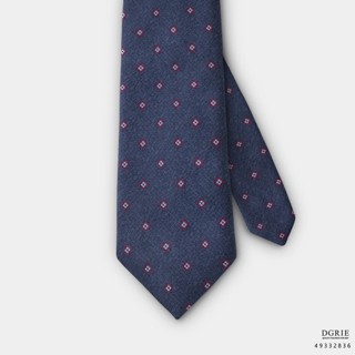 Danim blue Flower White Dot Red D/WR 3 Inch Necktie-เนคไทสีกรมลายดอกไม้จุดขาวแดง