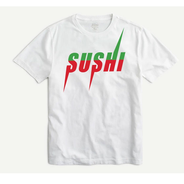 sushi-brand-name-t-shirt-funny-เสื้อยืด-คอกลม-ซูชิ-แบรนดเนม-หรู-ผ้า-cotton-100-แฟชั่น-สตรีท