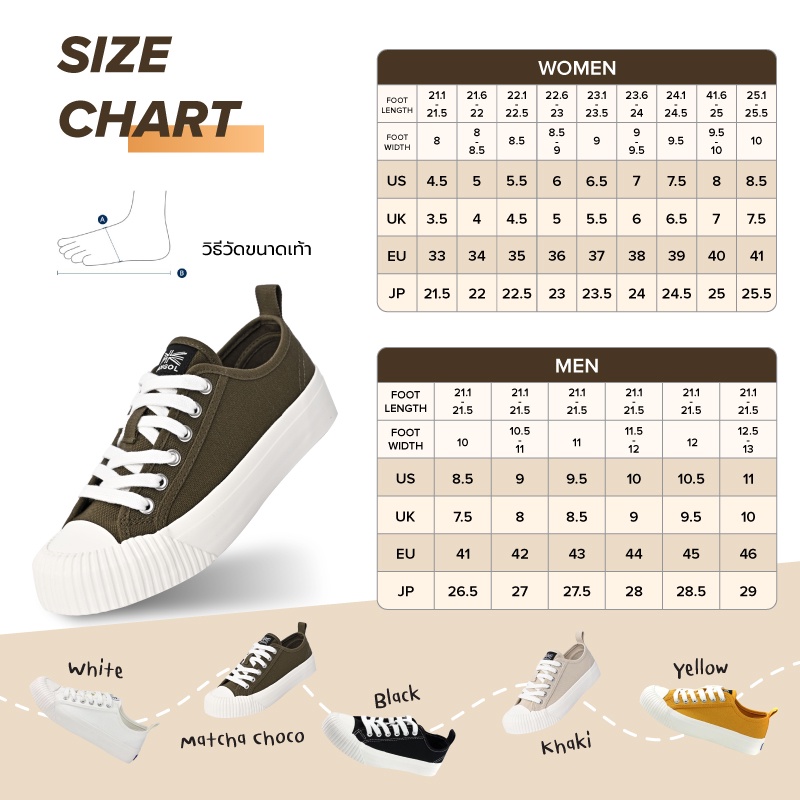 ภาพสินค้าKANGOL Sneaker unisex รองเท้าผ้าใบ รุ่น Cookie ผูกเชือก ดำ, สีขาว,ครีม,เหลือง 69522001 จากร้าน kangolofficialstore บน Shopee ภาพที่ 5