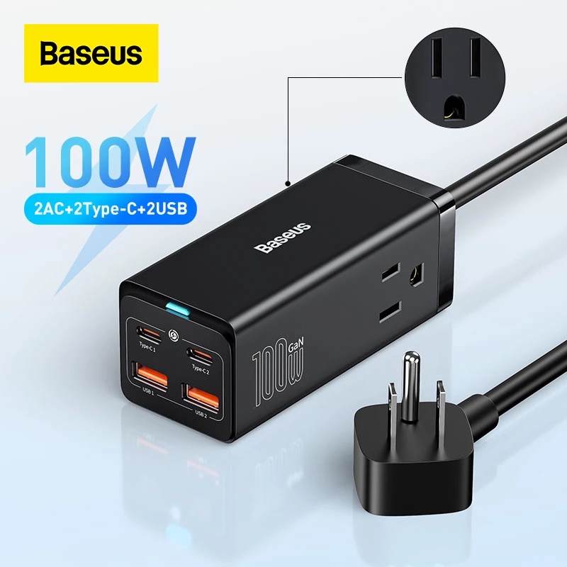 baseus-100w-gan3-pro-ที่ชาร์จเดสก์ท็อป-2ac-2u-2c-รางปลั๊กไฟ-ที่ชาร์จเร็ว-สําหรับ-iphone-14-13-12-pro-max-xiaomi-samsung-แล็ปท็อป