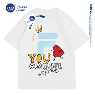 เสื้อยืดใหม่ เสื้อยืดแขนสั้นลําลอง คอกลม ทรงหลวม พิมพ์ลาย NASA สวมใส่สบาย แฟชั่นสําหรับสตรี_29