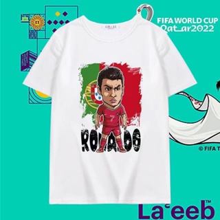 เสื้อยืดแขนสั้น พิมพ์ลายฟุตบอล Qatar World Cup Ronaldo Nodar Messi สําหรับผู้ชาย และผู้หญิง ของที่ระลึก 2022