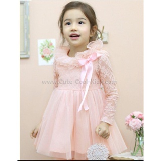 Dress-160 ชุดกระโปรงสาวน้อย แบบเกาหลี - สีชมพู Size-140 (7-8Y)