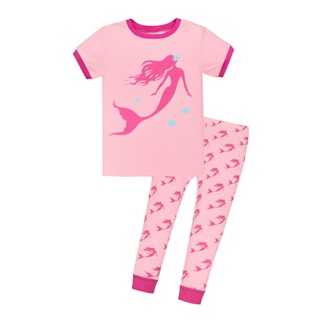 S-LPG-8662/9556 ชุดนอนเด็กหญิง สีชมพูนางเงือก