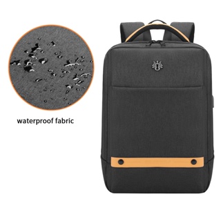 กระเป๋าเป้ขนาด 15.6 นิ้ว สีดำ กระเป๋าแล็ปท็อปแบบชาร์จ USB กันน้ำได้