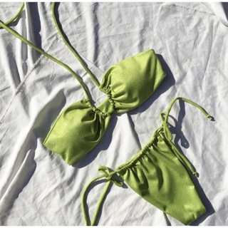 Bikinigirl ชุดว่ายน้ำทรูพีช ลวดลายสวยงาม เขียวมะนาวขัดผิวสุดๆ