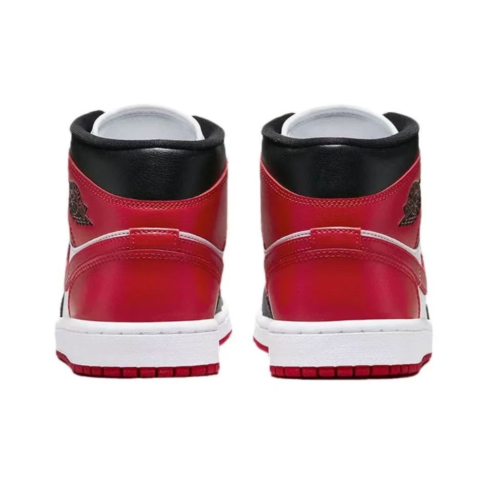 รองเท้าบาสเก็ตบอล-air-jordan-1-mid-bred-toe-ลิขสิทธิ์แท้