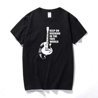 ถูกที่สุด Keep On Rocking In The Free World T Shirt Neil Young Free World Tshirt New Summer Top Cotton T-Shirt Men Euro