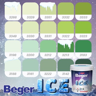 Beger สีเขียวตอง กึ่งเงา ขนาด 3 ลิตร Beger ICE สีทาภายนอกและใน เช็ดล้างได้ กันร้อนเยี่ยม เบเยอร์ ไอซ์