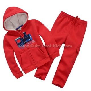 PJK-258 ชุดเด็กเสื้อแขนยาว+กางเกงขายาว สีแดง ผ้าหนา