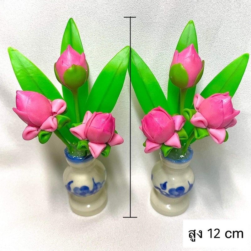 แจกันดอกบัว-แบบ3-คู่-บัวขาว-ชมพู
