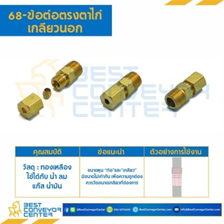 ข้อต่อตรงตาไก่เกลียวนอก 68x4x2 (Brass)