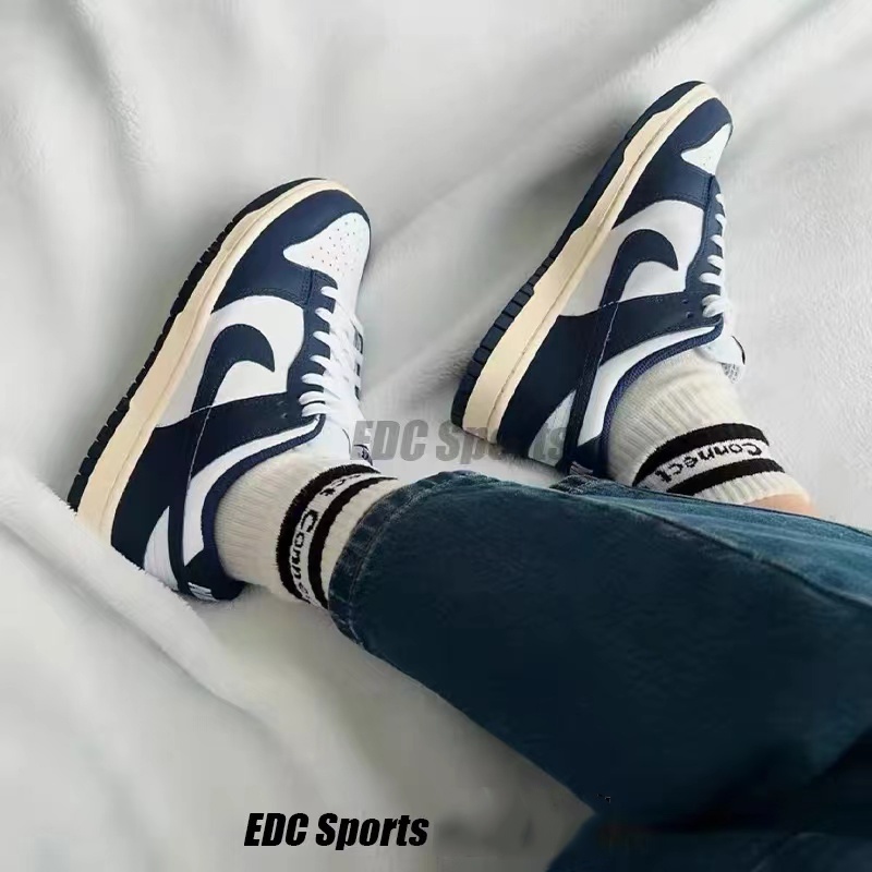 nike-dunk-low-midnight-navy-and-white-w-รองเท้าผ้าใบ-ของแท้-100