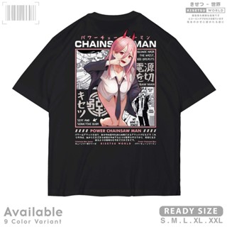 เสื้อสีขาว เสื้อยืด พิมพ์ลายอนิเมะ Chainsaw MAN POWER DEVIL HUNTER สไตล์ญี่ปุ่น x A2533 Kisetsuเสื้อยืด_23