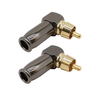 2ชิ้น/ล็อตขั้วต่อ RCA โลหะ RCA ชายมุมขวาข้อศอกบัดกรีสายวิดีโอเสียงอะแดปเตอร์