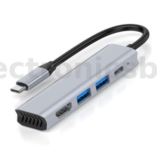 อะแดปเตอร์ฮับแยก USB-C 4 in 1 USB2.0 USB3.0 PD100W 4K@30Hz HDMI หลายพอร์ต