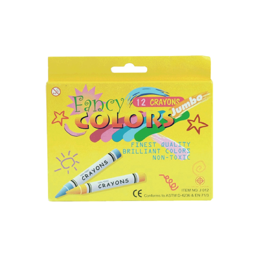 สีเทียน Wax Crayons แฟนซี Fancy รุ่น NO.J012 ขนาด Jumbo 12 สี จำนวน 1 ...