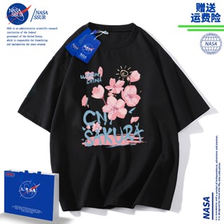 NASA Joint Graffiti เสื้อยืดสีดำหญิง 2022 ฤดูร้อน niche แขนสั้นด้านหน้าไหล่ผ้าฝ้ายหลวม TOP INS TIDE ยี่ห้อเสื้อยืดแ_21