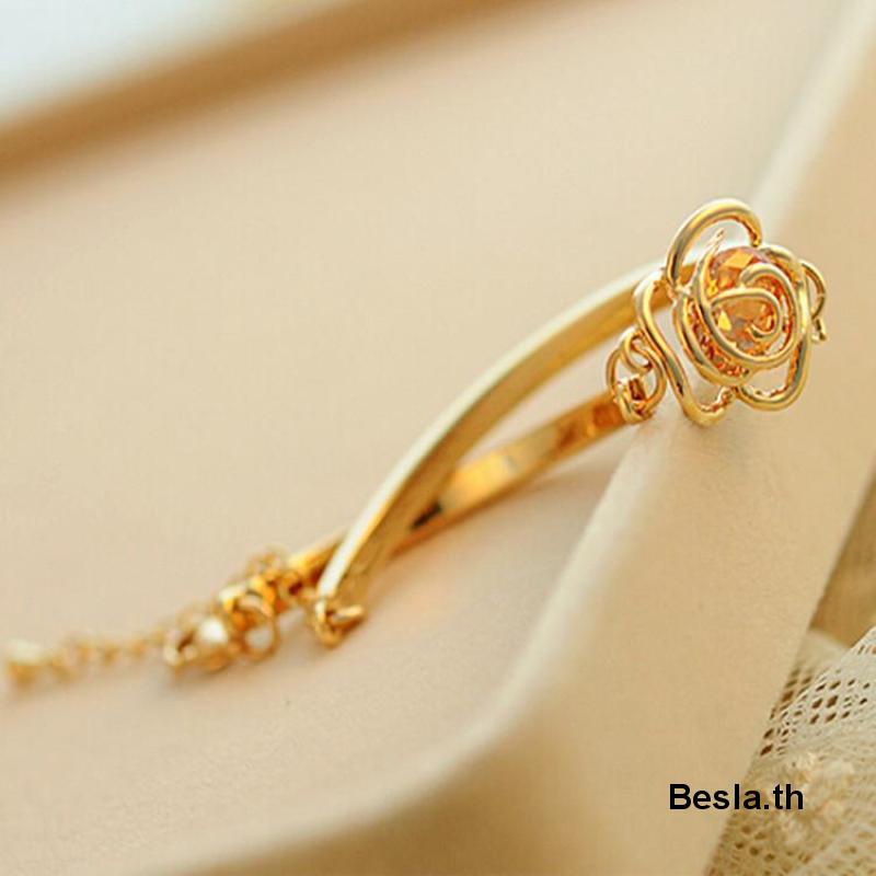 besla-th1-สร้อยข้อมือ-ประดับเพทาย-รูปดอกกุหลาบ