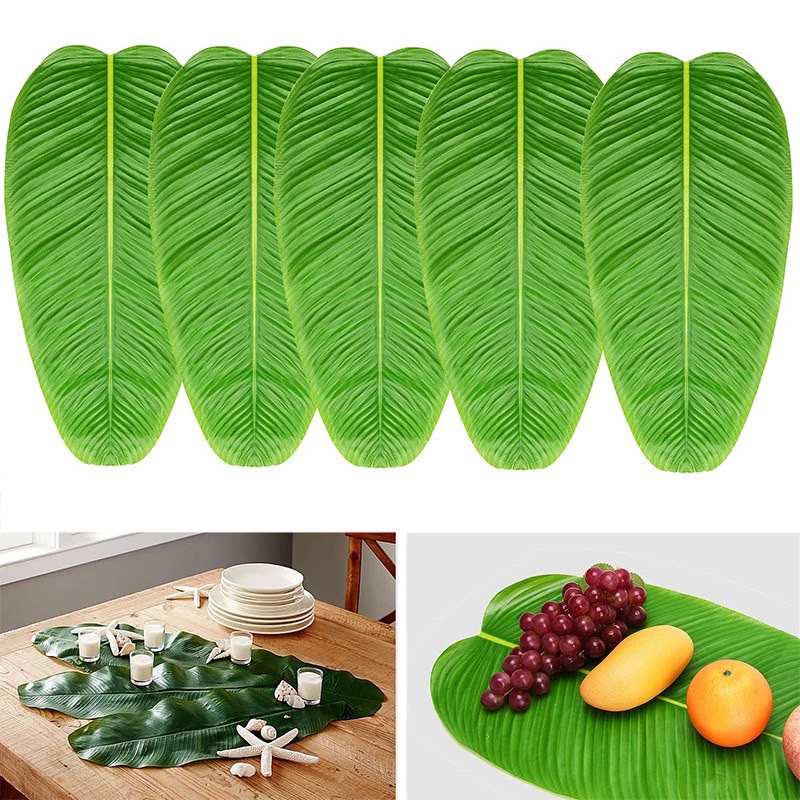 ใบตองปลอม-ใบตองเทียม-ขนาดเล็ก-ใบตองปลอม-เกรดคุณภาพดี-ใบตองเสมือนจริง-banana-leaf-ฉากถ่ายอาหาร-พร้อมส่ง