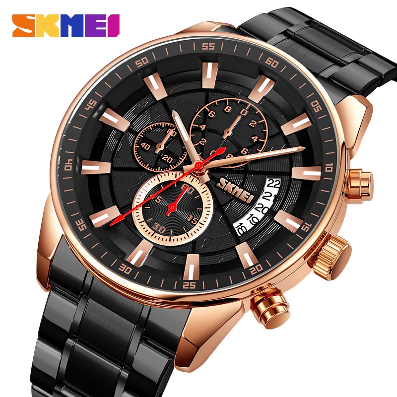 skmei-นาฬิกาข้อมือควอตซ์แฟชั่น-สายแสตนเลส-สไตล์นักธุรกิจ-สําหรับบุรุษ