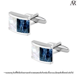 ANGELINO RUFOLO Cufflink(คัฟลิงค์) ดีไซน์ Yin-Yang กระดุมข้อมือคัฟลิ้งโรเดียมคุณภาพเยี่ยม สีขาว,สีน้ำเงิน