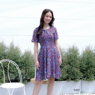 AMILA Dress AM-D1017 ชิฟฟอนโพอีมี่ แขนสั้น IGPU22-7